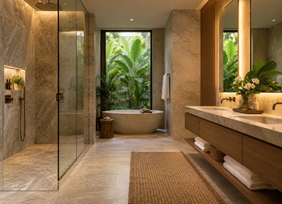 Ilustrasi renovasi kamar mandi bergaya modern