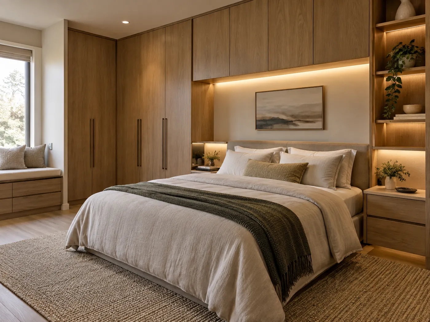 Ilustrasi kamar tidur dan wardrobe custom
